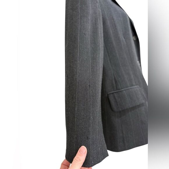 Lauren Ralph Lauren Black Pinstripe Wool Blazer Size 10 - Picture 6 of 11